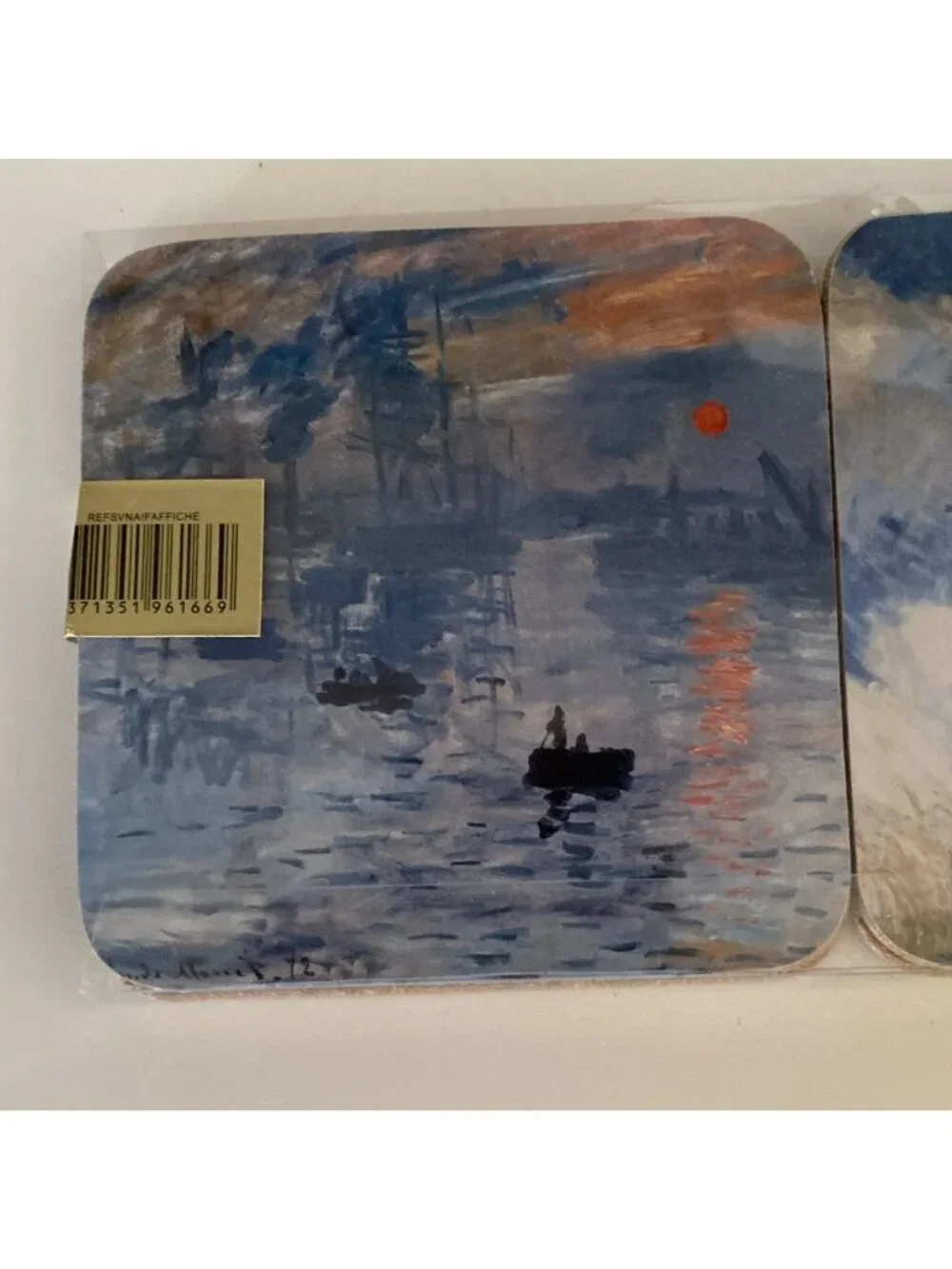 Creative Paris CLAUDE MONET Set 6 Cork Backed Waterproof Coasters NEW Sealed